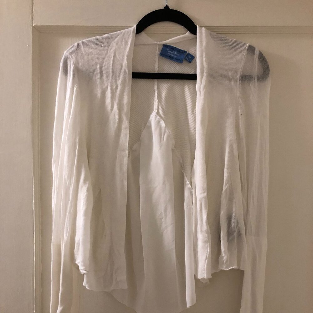 Simply Vera Vera Wang, Flowy White, Gauze Panel Cardigan